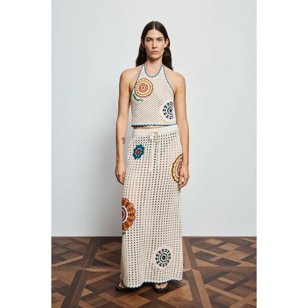 Alemais Elma Cream Skirt  Sustainable Skirts with Alemais print - Coveti Australian Designer