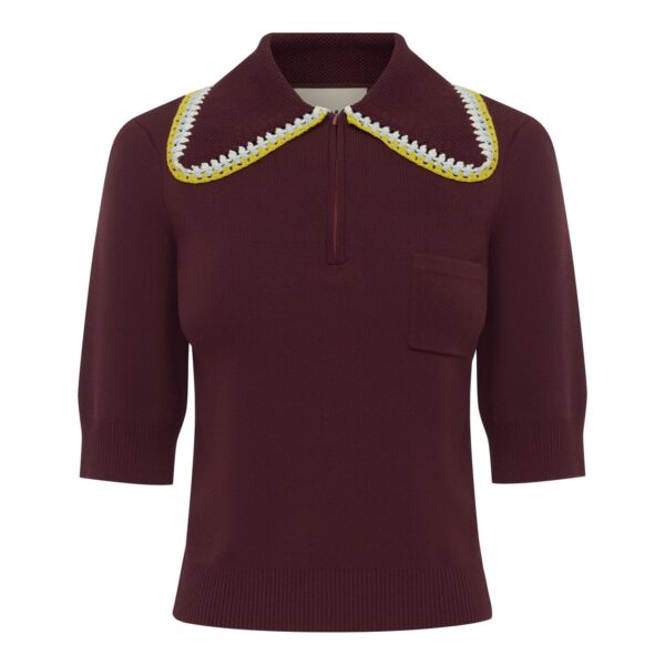 Alemais Jasper Knit Polo  Sustainable Tops with Alemais print - Coveti Australian Designer