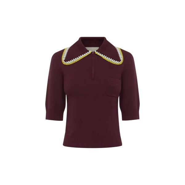 Alemais Jasper Knit Polo  Sustainable Tops with Alemais print - Coveti Australian Designer