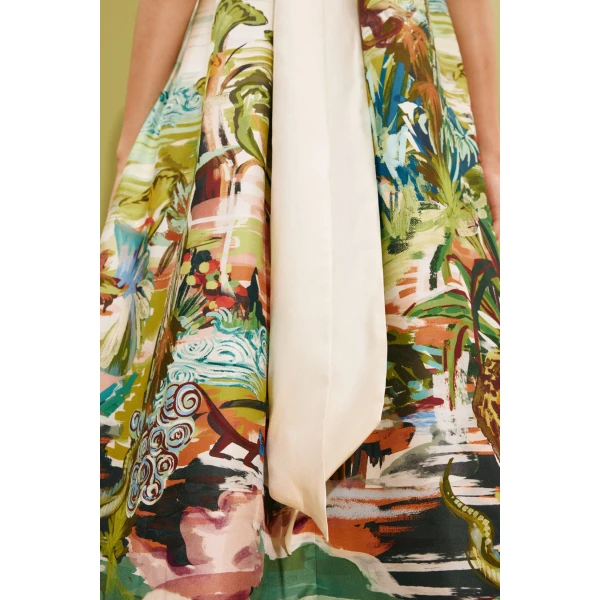 Alemais Jungle Boogie Silk Halter Dress  Sustainable Dresses with Alemais print - Coveti Australian Designer