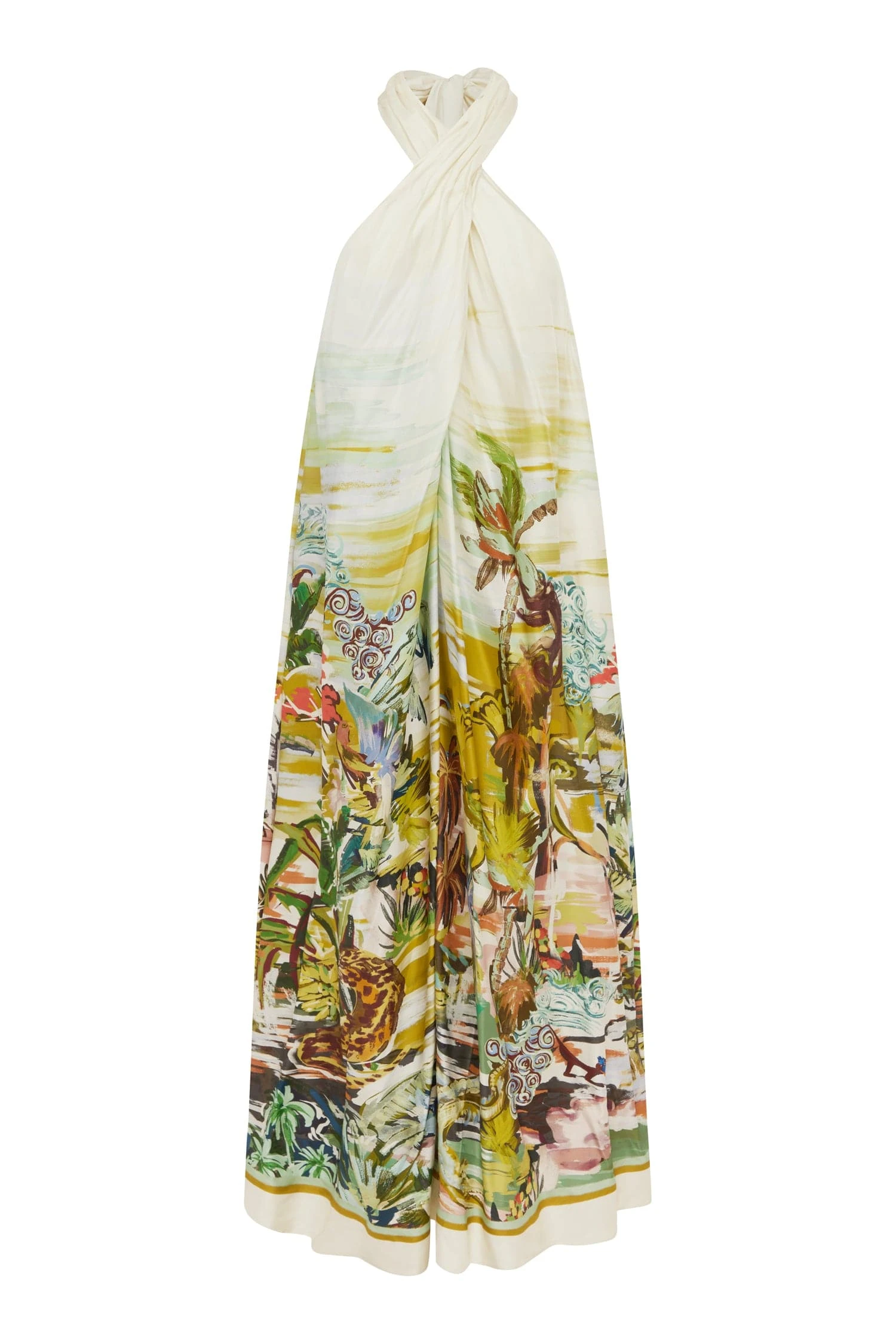 Jungle Boogie Silk Halter Dress by Alemais - Dresses Alemais Jungle Boogie Silk Halter Dress Sustainable Dresses with Alemais print - Coveti Australian Designer