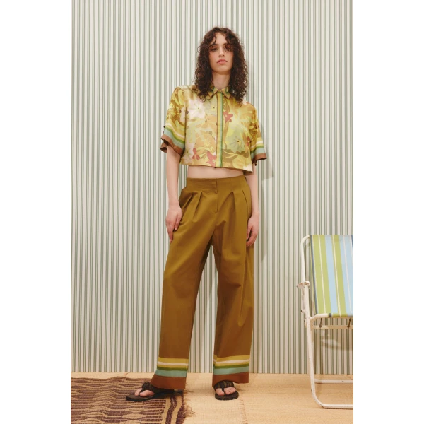 Alemais Maxi Cropped Shirt  Sustainable Tops with Alemais print - Coveti Australian Designer