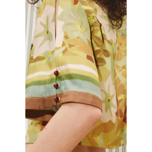 Alemais Maxi Cropped Shirt  Sustainable Tops with Alemais print - Coveti Australian Designer