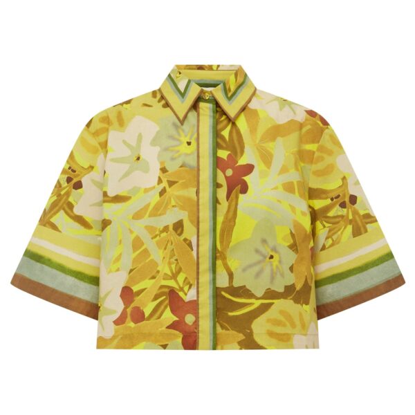 Alemais Maxi Cropped Shirt  Sustainable Tops with Alemais print - Coveti Australian Designer