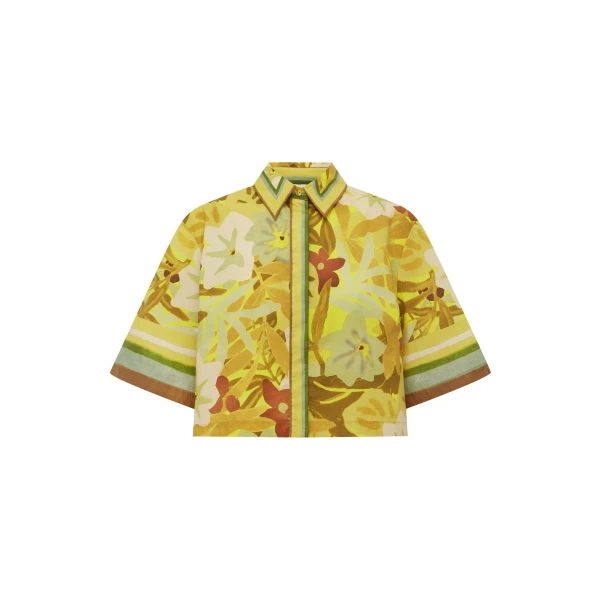 Alemais Maxi Cropped Shirt  Sustainable Tops with Alemais print - Coveti Australian Designer