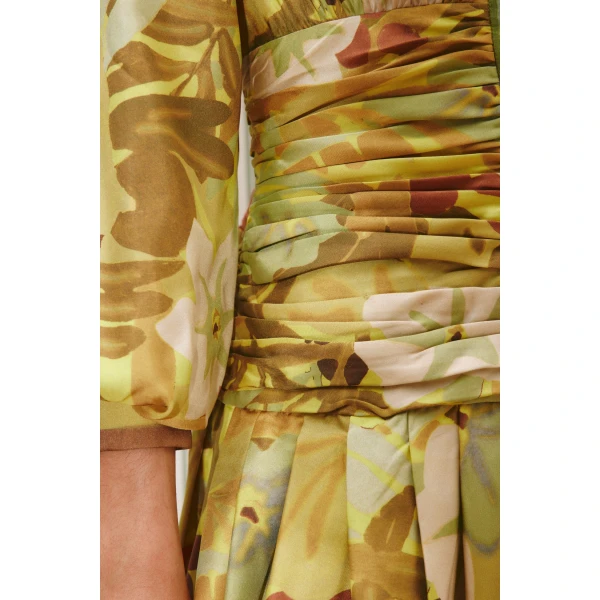 Alemais Maxi Silk Ruched Shirtdress  Sustainable Dresses with Alemais print - Coveti Australian Designer