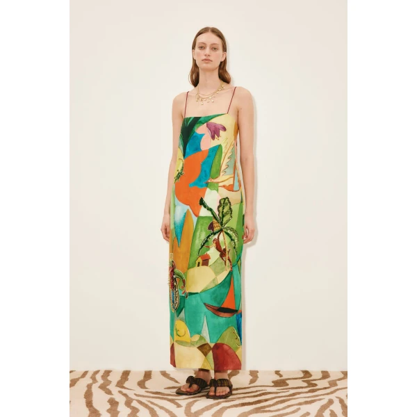 Alemais Mokshini Embellished Midi Dress  Sustainable Dresses with Alemais print - Coveti Australian Designer