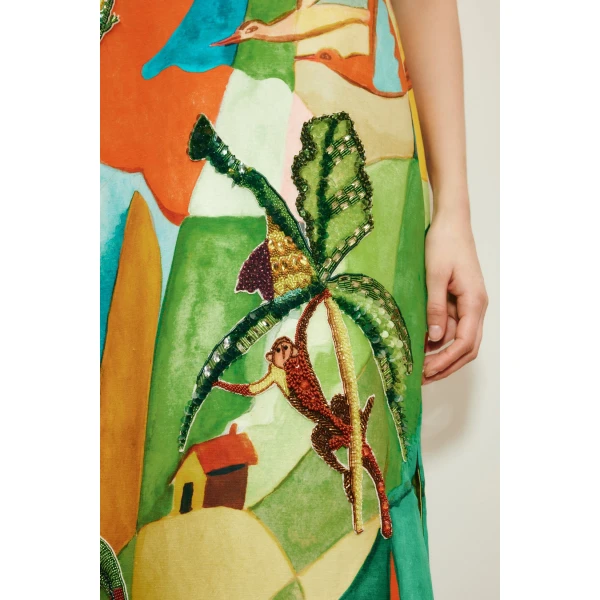 Alemais Mokshini Embellished Midi Dress  Sustainable Dresses with Alemais print - Coveti Australian Designer
