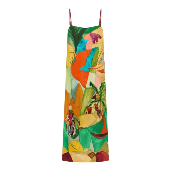 Alemais Mokshini Embellished Midi Dress  Sustainable Dresses with Alemais print - Coveti Australian Designer