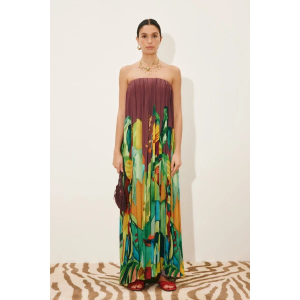 Alemais Mokshini Silk Gown  Sustainable Dresses with Alemais print - Coveti Australian Designer