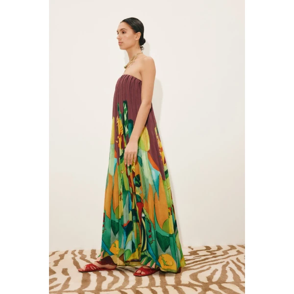 Alemais Mokshini Silk Gown  Sustainable Dresses with Alemais print - Coveti Australian Designer