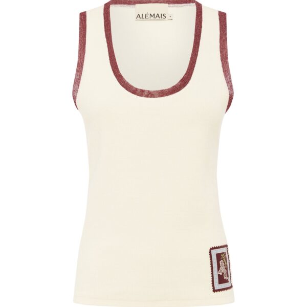 Alemais Ramon Tank Cream  Sustainable Tops with Alemais print - Coveti Australian Designer