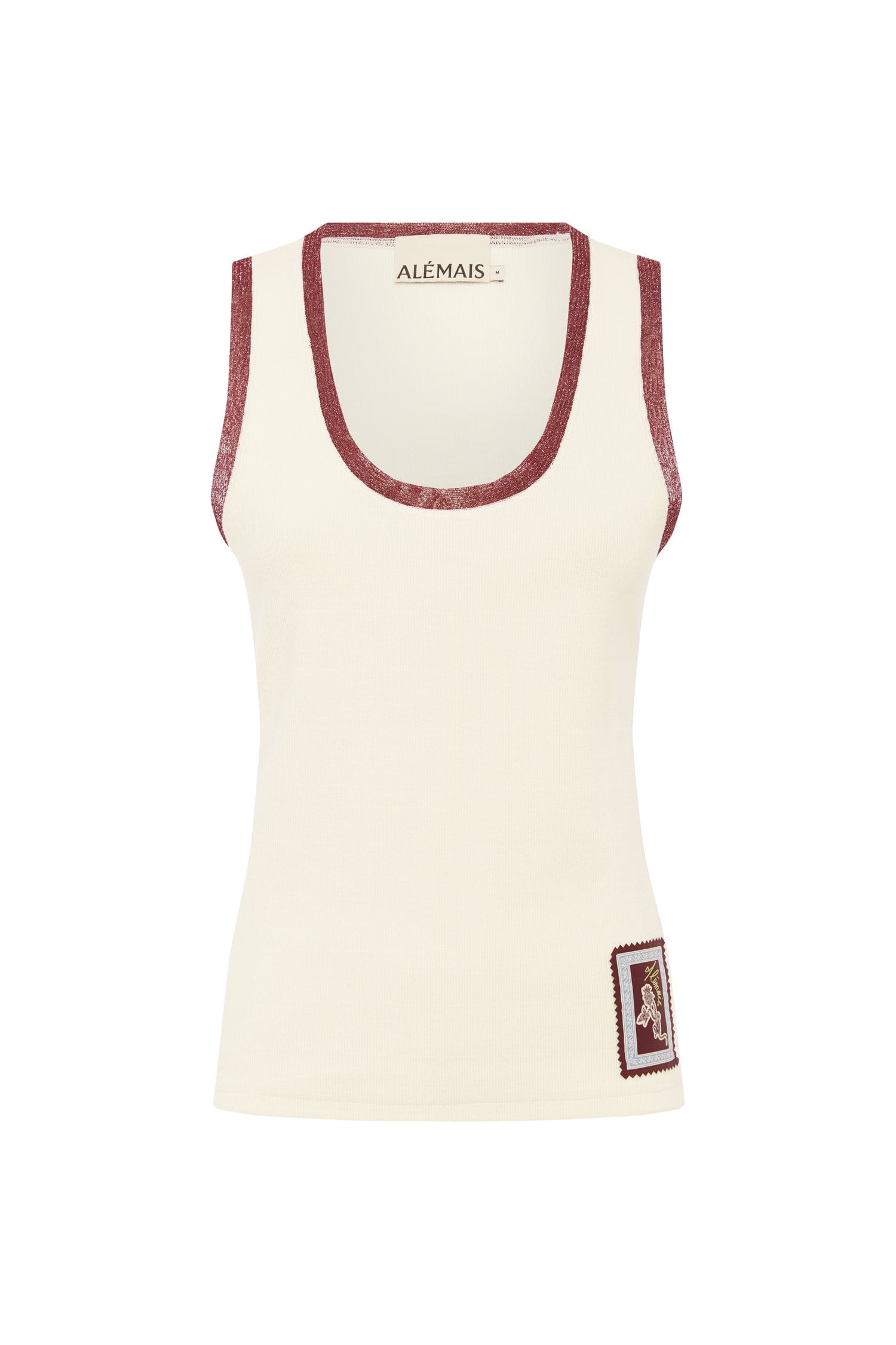 Alemais Ramon Tank Cream  Sustainable Tops with Alemais print - Coveti Australian Designer