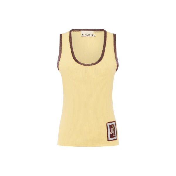 Alemais Ramon Tank Lemon  Sustainable Tops with Alemais print - Coveti Australian Designer
