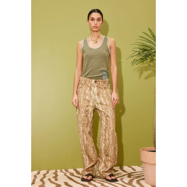 Alemais Ramon Tank Sage  Sustainable Tops with Alemais print - Coveti Australian Designer