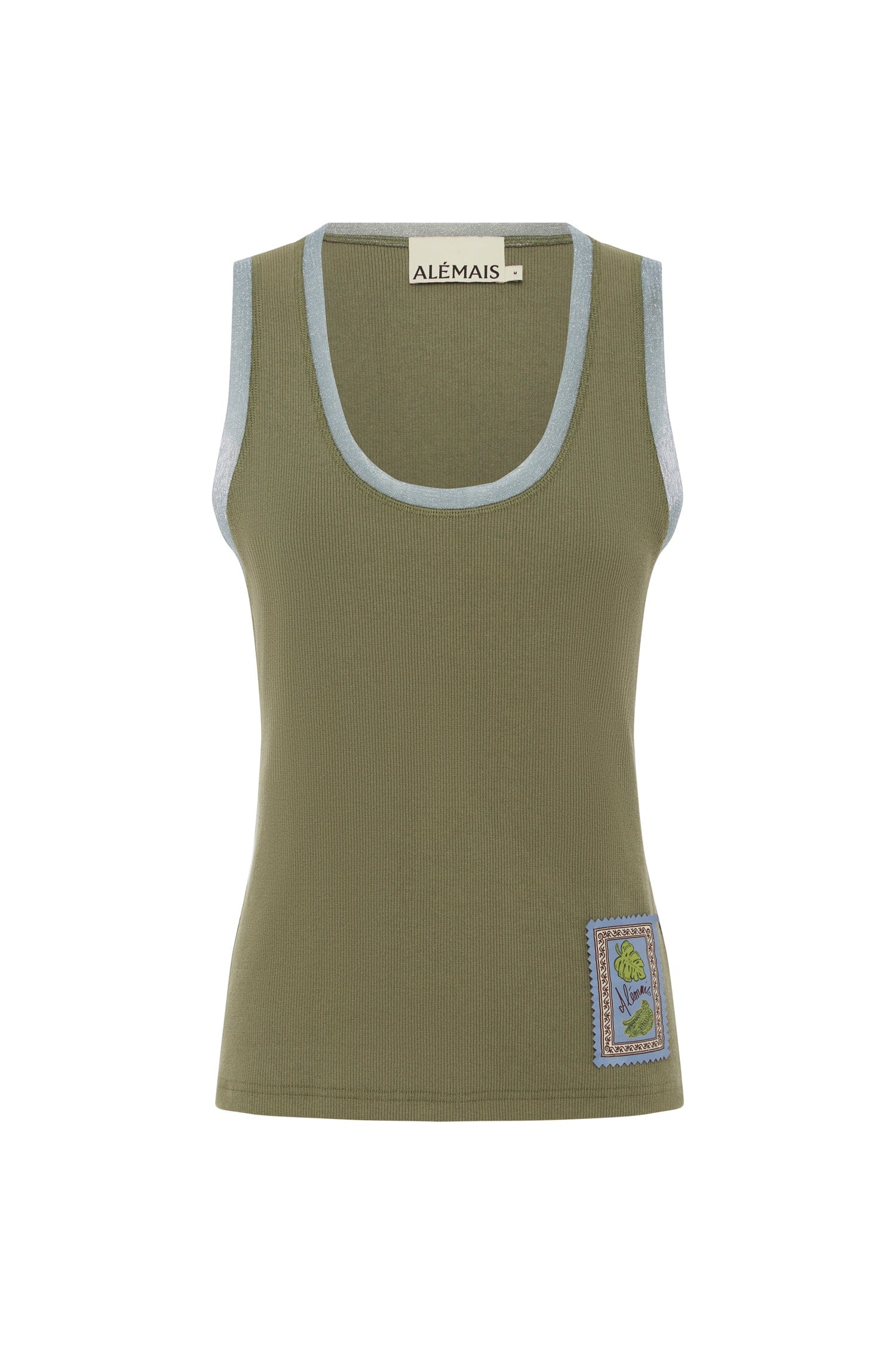 Alemais Ramon Tank Sage  Sustainable Tops with Alemais print - Coveti Australian Designer