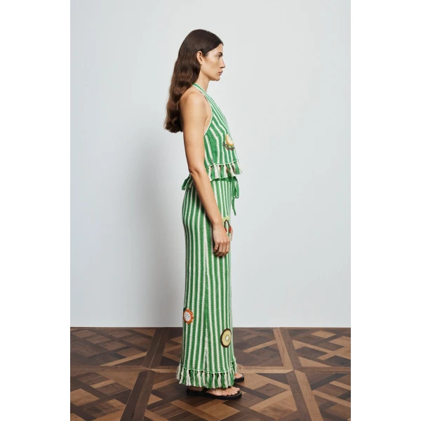 Alemais Sundae Green Halter Top  Sustainable Tops with Alemais print - Coveti Australian Designer