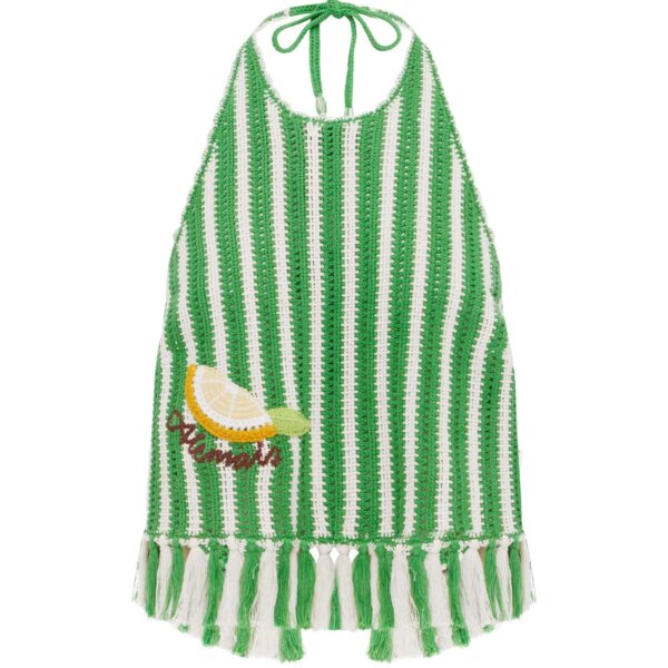 Alemais Sundae Green Halter Top  Sustainable Tops with Alemais print - Coveti Australian Designer