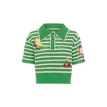 Alemais Sundae Green Polo Top  Sustainable Tops with Alemais print - Coveti Australian Designer