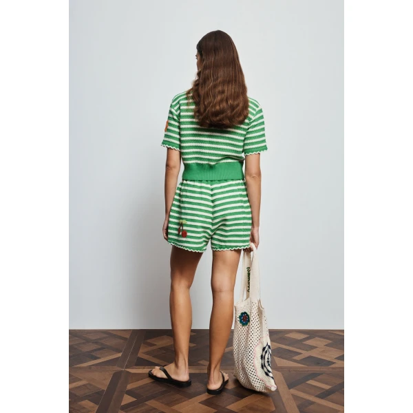 Alemais Sundae Green Polo Top  Sustainable Tops with Alemais print - Coveti Australian Designer