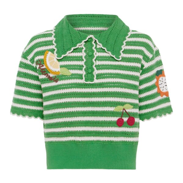 Alemais Sundae Green Polo Top  Sustainable Tops with Alemais print - Coveti Australian Designer