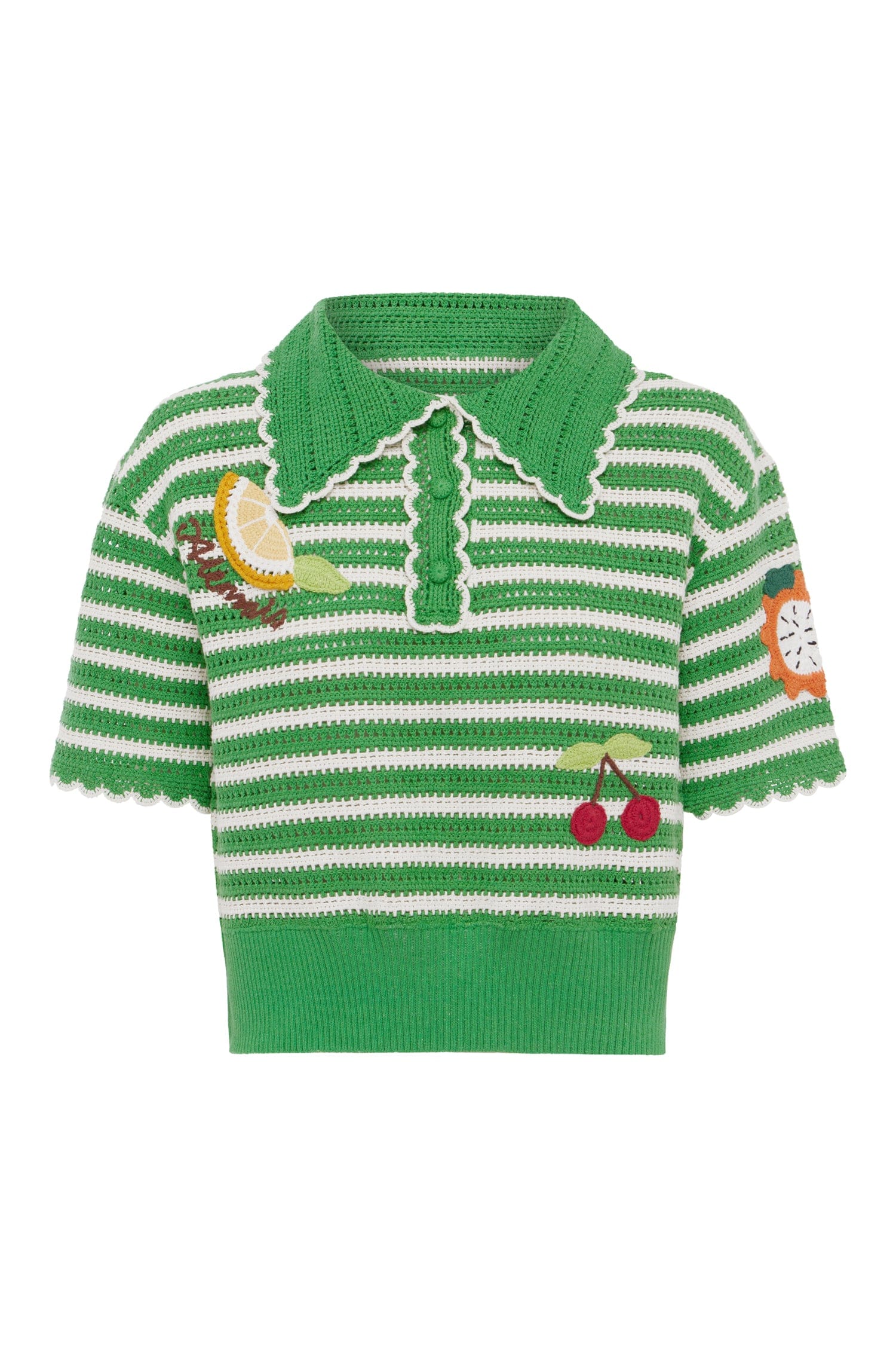 Alemais Sundae Green Polo Top  Sustainable Tops with Alemais print - Coveti Australian Designer