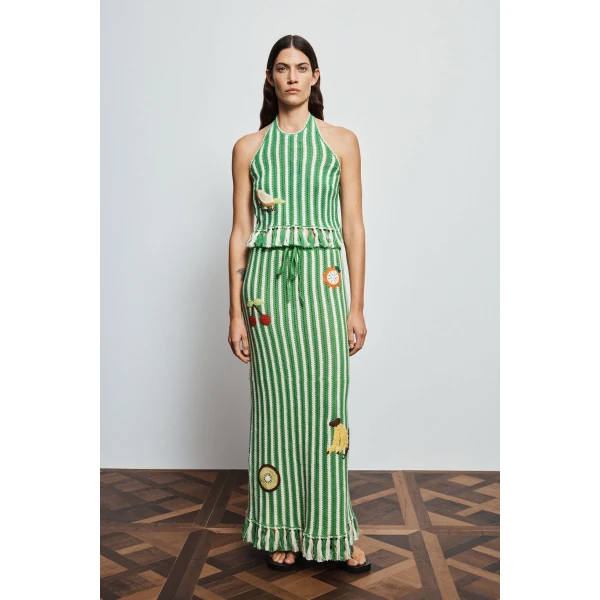 Alemais Sundae Green Skirt  Sustainable Skirts with Alemais print - Coveti Australian Designer