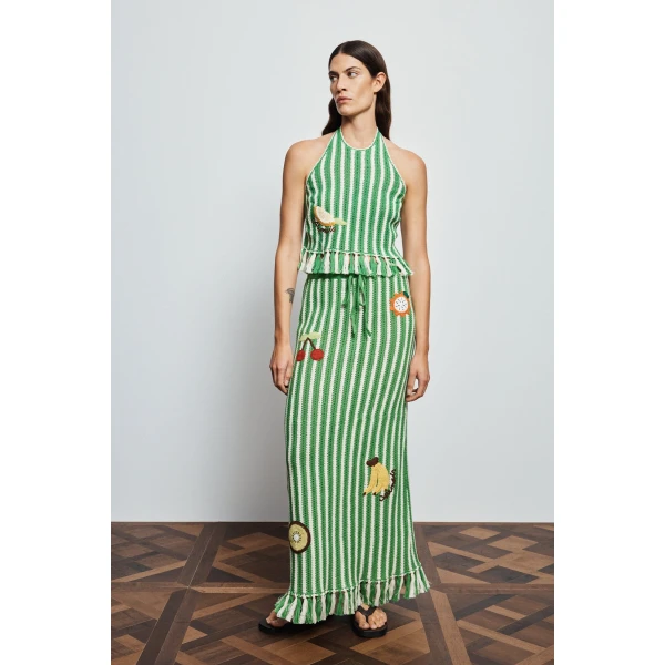 Alemais Sundae Green Skirt  Sustainable Skirts with Alemais print - Coveti Australian Designer