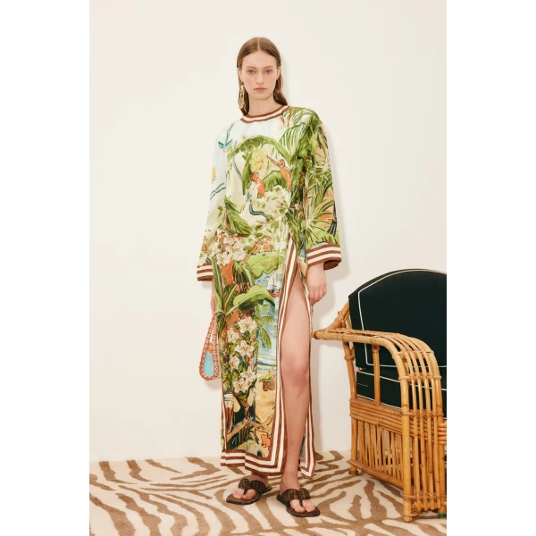 Alemais Toucan Tango Silk Midi Dress  Sustainable Dresses with Alemais print - Coveti Australian Designer