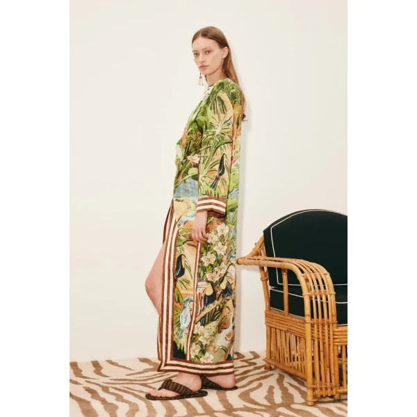 Alemais Toucan Tango Silk Midi Dress  Sustainable Dresses with Alemais print - Coveti Australian Designer