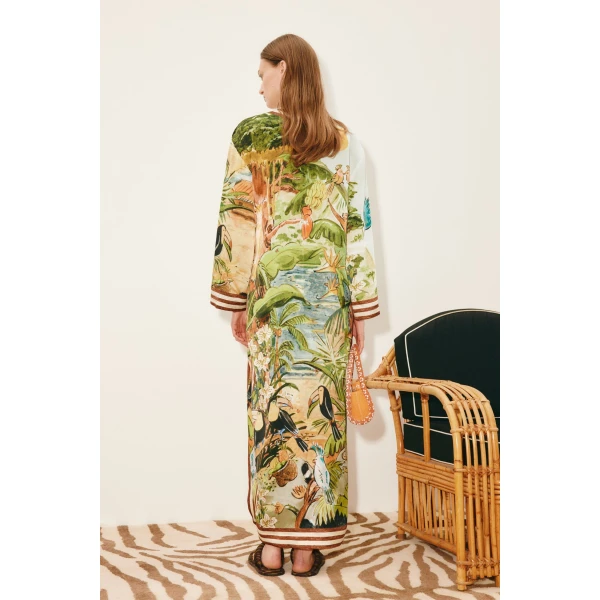 Alemais Toucan Tango Silk Midi Dress  Sustainable Dresses with Alemais print - Coveti Australian Designer
