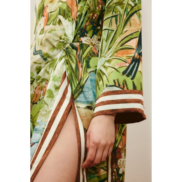 Alemais Toucan Tango Silk Midi Dress  Sustainable Dresses with Alemais print - Coveti Australian Designer
