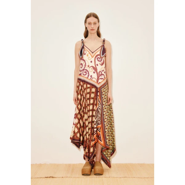 Alemais Wilson Silk Midi Dress  Sustainable Dresses with Alemais print - Coveti Australian Designer