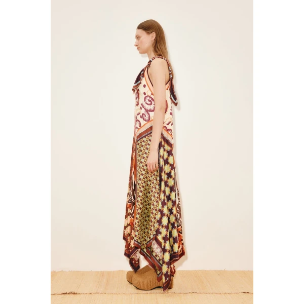 Alemais Wilson Silk Midi Dress  Sustainable Dresses with Alemais print - Coveti Australian Designer
