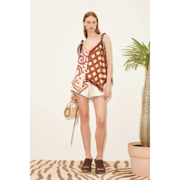 Alemais Wilson Silk Top  Sustainable Tops with Alemais print - Coveti Australian Designer