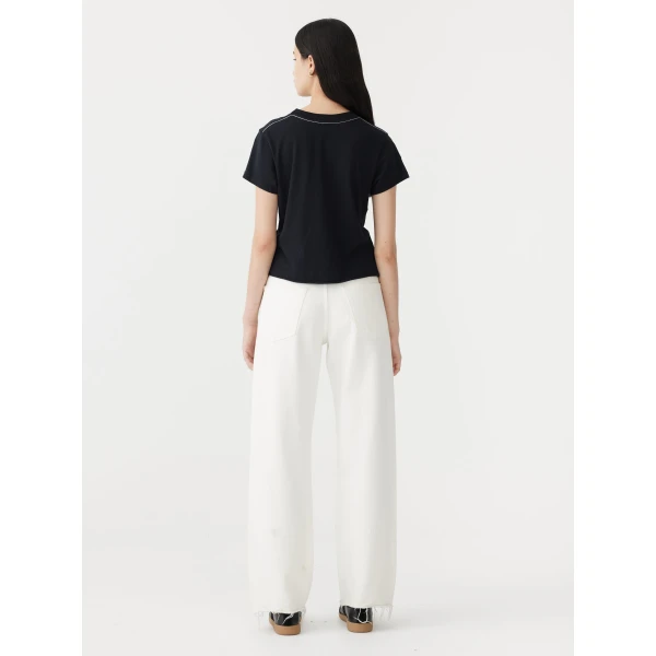 Bassike Raw Edge Baby T-Shirt Top, view 7
