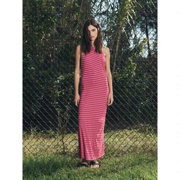 Bassike Stripe Asymmetric Tank Dress, view 7