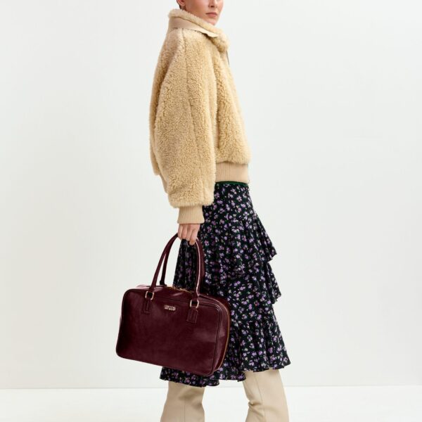 Essentiel Antwerp Beige oversized faux shearling bomber jacket - Essentiel Antwerp Jackets - Colorful Belgian Design - Shop at Coveti