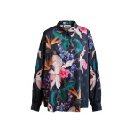 Essentiel Antwerp Black and multicolor oversized shirt with pleated cuffs - Essentiel Antwerp Shirts - Colorful Belgian Design - Shop at Coveti