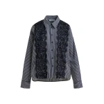 Essentiel Antwerp Black and white oversized striped cotton shirt with lace trims - Essentiel Antwerp Shirts - Colorful Belgian Design - Shop at Coveti
