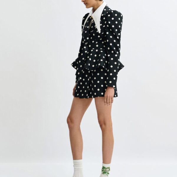 Essentiel Antwerp Black and white polka-dot cotton mini blazer dress - Essentiel Antwerp Dresses - Colorful Belgian Design - Shop at Coveti