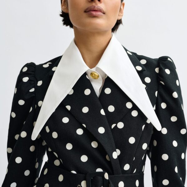 Essentiel Antwerp Black and white polka-dot cotton mini blazer dress - Essentiel Antwerp Dresses - Colorful Belgian Design - Shop at Coveti
