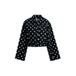 Essentiel Antwerp Black and white polka-dot cropped cotton jacket - Essentiel Antwerp Jackets - Colorful Belgian Design - Shop at Coveti