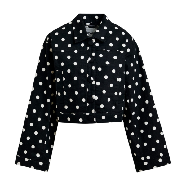 Essentiel Antwerp Black and white polka-dot cropped cotton jacket - Essentiel Antwerp Jackets - Colorful Belgian Design - Shop at Coveti