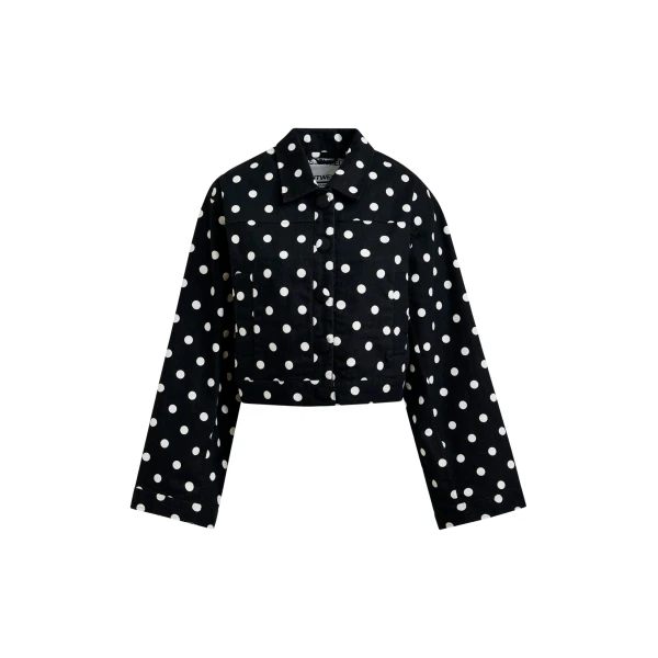 Essentiel Antwerp Black and white polka-dot cropped cotton jacket - Essentiel Antwerp Jackets - Colorful Belgian Design - Shop at Coveti
