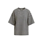 Essentiel Antwerp Black and white striped rhinestone-embellished oversized cotton T-shirt - Essentiel Antwerp Shirts - Colorful Belgian Design - Shop at Coveti