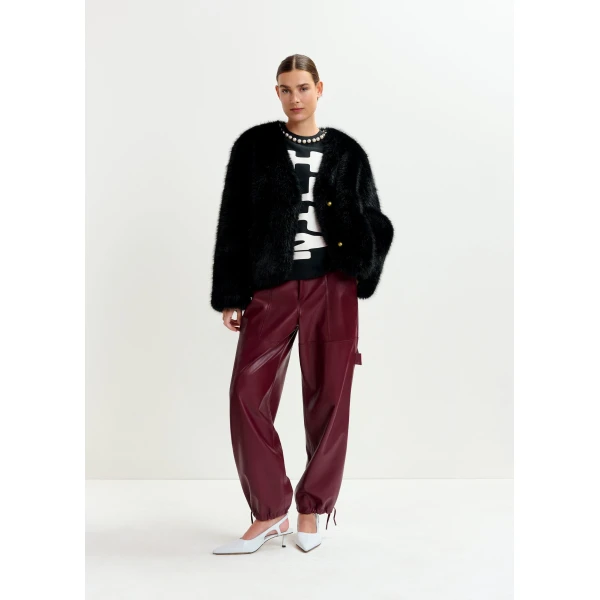 Essentiel Antwerp Black faux fur jacket, view 5