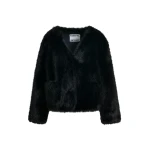 Essentiel Antwerp Black faux fur jacket - Essentiel Antwerp Jackets - Colorful Belgian Design - Shop at Coveti