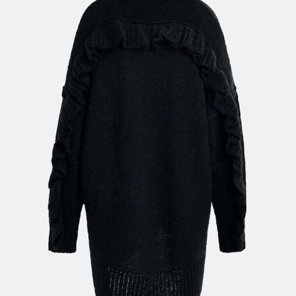 Essentiel Antwerp Black knit mini dress with ruffle detail - Essentiel Antwerp Dresses - Colorful Belgian Design - Shop at Coveti