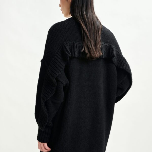 Essentiel Antwerp Black knit mini dress with ruffle detail - Essentiel Antwerp Dresses - Colorful Belgian Design - Shop at Coveti
